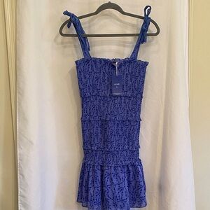 Chouyatou Blue Textured Dress with Ruffle Details
